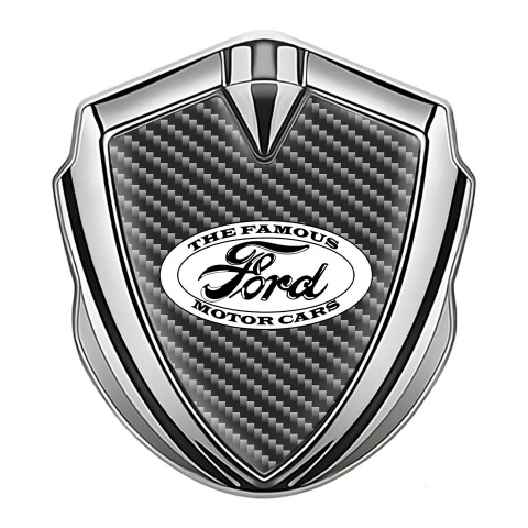 Ford Emblem Auto Zeichen Silbertonfarbe mit Dunkel Carbon und Vintage Logo Auflage
