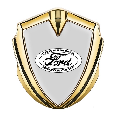 Ford Emblem Aufkleber Autozubehor Goldtonfarbe mit Grau Fundament und Vintage Logo Stil