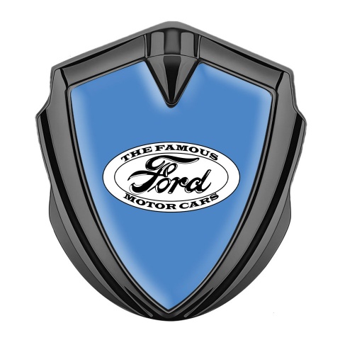 Ford Selbstklebendes Metallaufkleber Emblem Graphit Tonfarbe mit Blau Fundament und Vintage Logo Stil