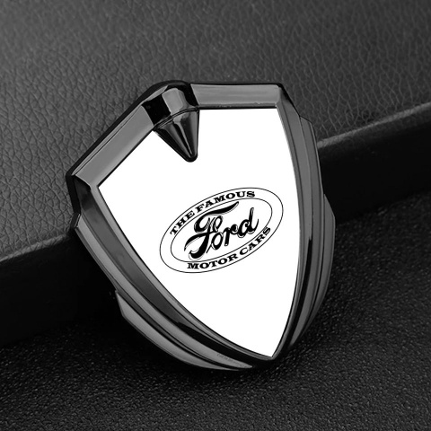 Ford Emblem Abzeichen selbstklebend Graphit Tonfarbe mit Weiss Fundament und Vintage Logo