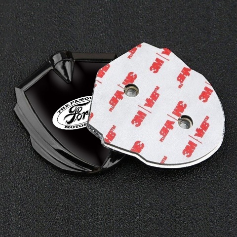 Ford Emblem Auto Zeichen Graphit Tonfarbe mit Schwarz Fundament und Vintage Logo