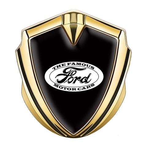 Ford Emblem Auto Zeichen Goldtonfarbe mit Schwarz Fundament und Vintage Logo