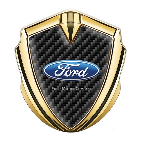 Ford Emblem Aufkleber Autozubehor Goldtonfarbe mit Schwarz Carbon Klassisch Logo