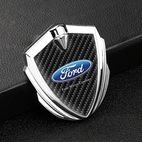 Ford Emblem Aufkleber Autozubehor Silbertonfarbe mit Schwarz Carbon Klassisch Logo