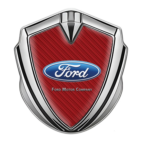 Ford Selbstklebendes Metallaufkleber Emblem Silbertonfarbe mit Rote Kohlenstoff design Klassisch Logo