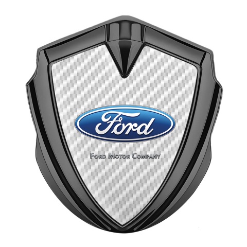 Ford Emblem Logo Schriftzug Aufkleber Graphit Tonfarbe mit Weiss Kohlenstoff und Klassisch Logo