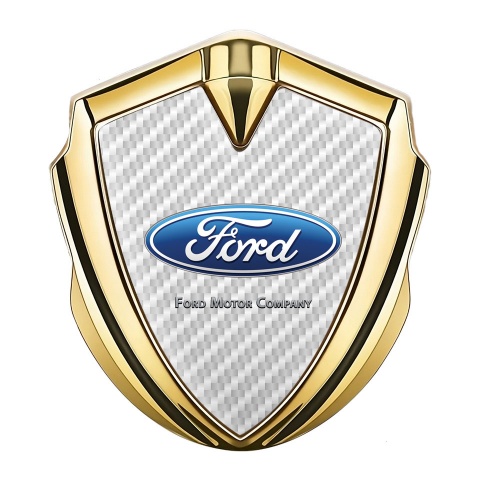 Ford Emblem Logo Schriftzug Aufkleber Goldtonfarbe mit Weiss Kohlenstoff und Klassisch Logo