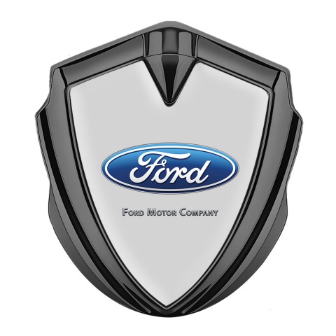 Ford Seitenflugel Emblem Aufkleber Graphit Tonfarbe mit Grau Hintergrund und Klassisch Logo Stil