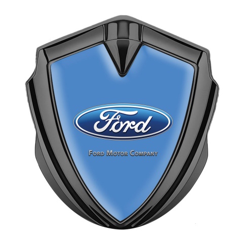 Ford Emblem Abzeichen Graphit Tonfarbe mit Blau Hintergrund und Klassisch Logo Design