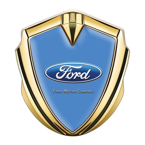 Ford Emblem Abzeichen Goldtonfarbe mit Blau Hintergrund und Klassisch Logo Design