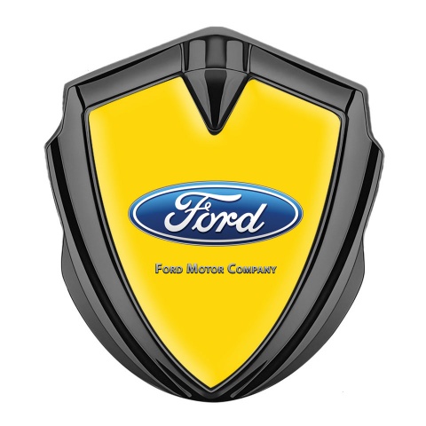 Ford Abzeichen selbstklebend Graphit Tonfarbe mit Gelb Hintergrund und Klassisch Logo
