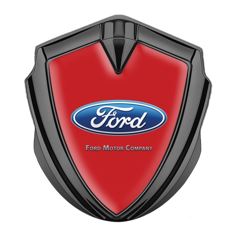 Ford Emblem Abzeichen selbstklebend Graphit Tonfarbe mit Rote Hintergrund Klassisch Logo Design
