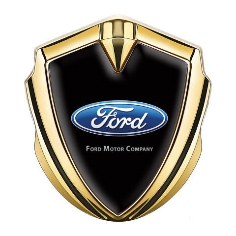 Ford Selbstklebendes Metallaufkleber Emblem Goldtonfarbe mit Schwarz hintergrund und Klassisch Logo Stil