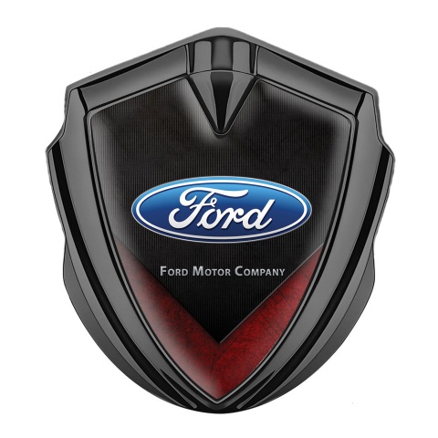 Ford Emblem Abzeichen Graphit Tonfarbe mit Rote Fragmente der Basis und Klassisch Logo