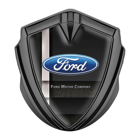 Ford Abzeichen selbstklebend Graphit Tonfarbe mit Schwarz Vorlage mit Silber Band Design