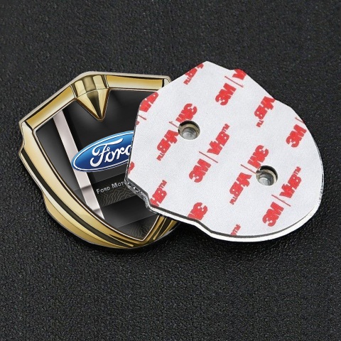 Ford Abzeichen selbstklebend Goldtonfarbe mit Schwarz Vorlage mit Silber Band Design