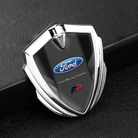 Ford FP Emblem Auto Zeichen Silbertonfarbe mit Schwarz Grau Elements Design