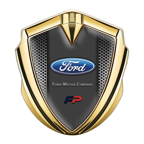 Ford Emblem Aufkleber Autozubehor Goldtonfarbe mit Metallgitter Design und FP Logo Stil
