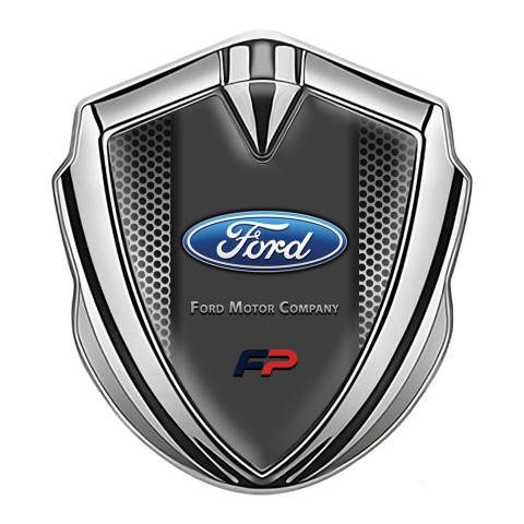 Ford Emblem Aufkleber Autozubehor Silbertonfarbe mit Metallgitter Design und FP Logo Stil