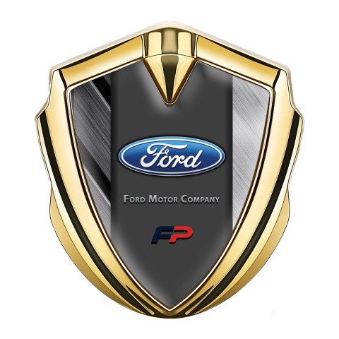 Ford FP Emblem Abzeichen Goldtonfarbe mit Mattierte Querplatten Design