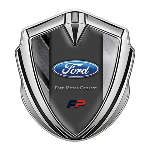 Ford FP Emblem Abzeichen Silbertonfarbe mit Mattierte Querplatten Design