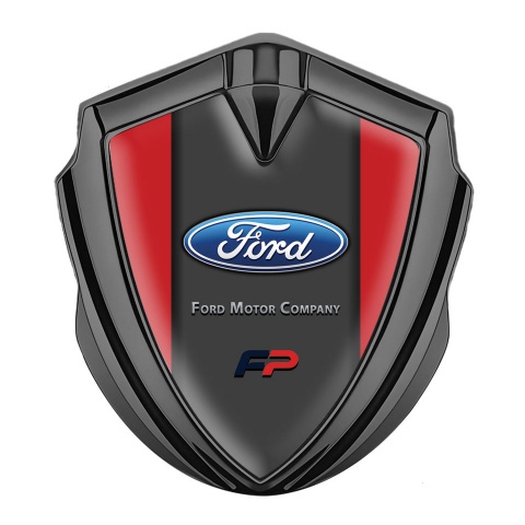 Ford FP Emblem Abzeichen selbstklebend Graphit Tonfarbe mit Rot Hintergrund und Graphit Panel