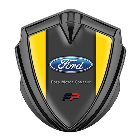 Ford FP Emblem Auto Zeichen Graphit Tonfarbe mit Gelb Hintergrund Und Graphit Panel Design