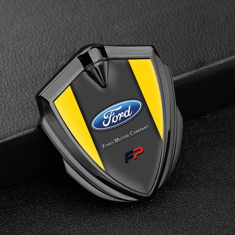 Ford FP Emblem Auto Zeichen Graphit Tonfarbe mit Gelb Hintergrund Und Graphit Panel Design
