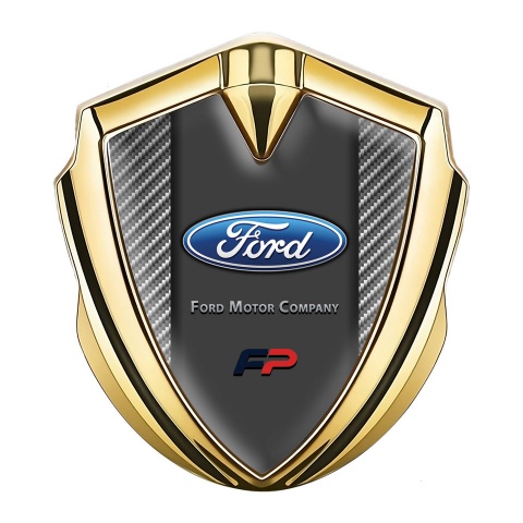 Ford FP Emblem Aufkleber Autozubehor Goldtonfarbe mit Kohlenstoff Basis und Graphit Panel Logo