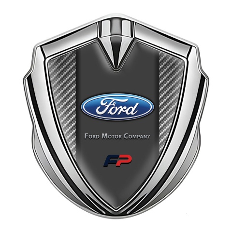 Ford FP Emblem Aufkleber Autozubehor Silbertonfarbe mit Kohlenstoff Basis und Graphit Panel Logo