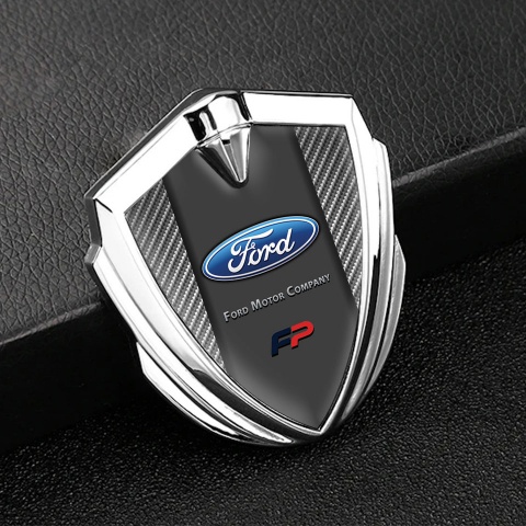Ford FP Emblem Aufkleber Autozubehor Silbertonfarbe mit Kohlenstoff Basis und Graphit Panel Logo