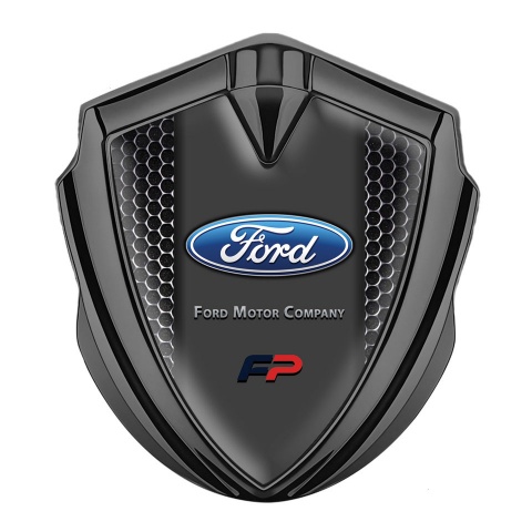 Ford FP Selbstklebendes Metallaufkleber Emblem Graphit Tonfarbe mit Perforierter Stahl effekt