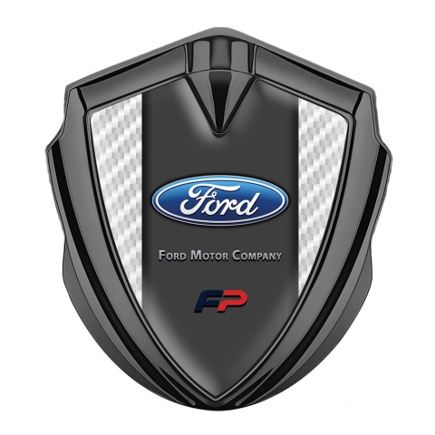 Ford FP Abzeichen selbstklebend Graphit Tonfarbe mit Weiss carbon Version