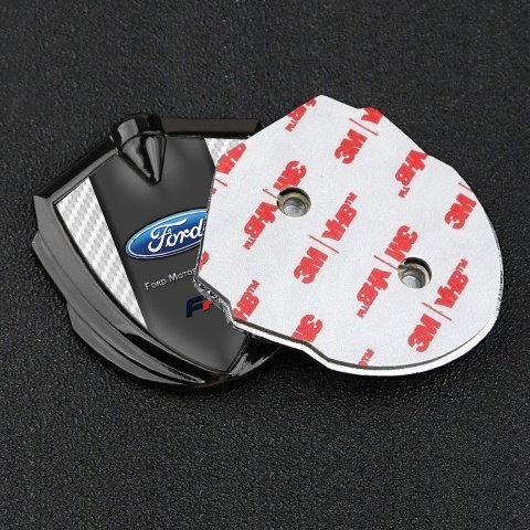 Ford FP Abzeichen selbstklebend Graphit Tonfarbe mit Weiss carbon Version