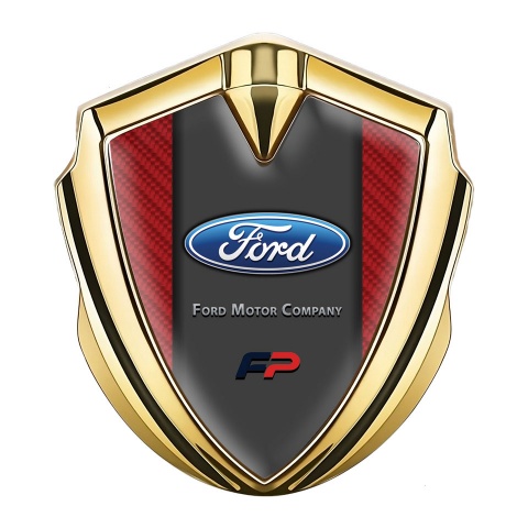 Ford FP Emblem Abzeichen selbstklebend Goldtonfarbe mit Rote Carbon Version
