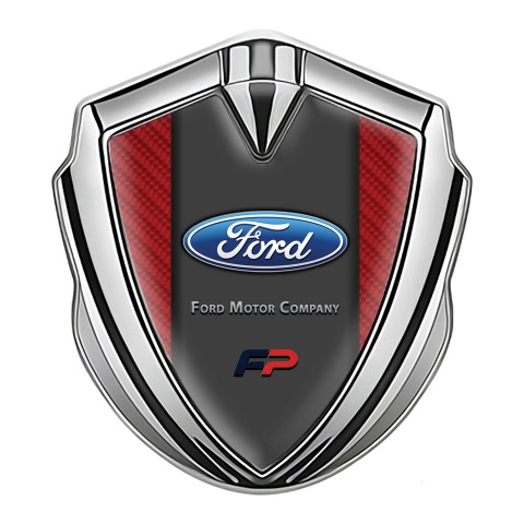 Ford FP Emblem Abzeichen selbstklebend Silbertonfarbe mit Rote Carbon Version