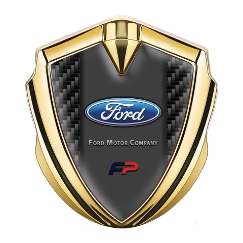 Ford FP Emblem Auto Zeichen Goldtonfarbe mit Schwarz Kohlenstoff Version