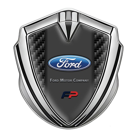 Ford FP Emblem Auto Zeichen Silbertonfarbe mit Schwarz Kohlenstoff Version