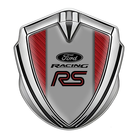 Ford RS Seitenflugel Emblem Aufkleber Silbertonfarbe mit Rote carbon Und Racing Logo Stil