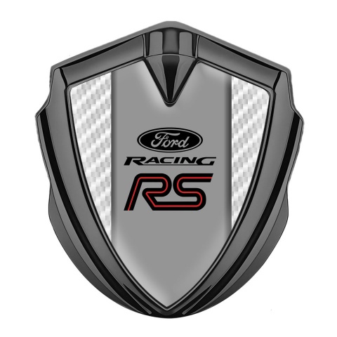 Ford RS Emblem Abzeichen Graphit Tonfarbe mit Weiss carbon und Racing Logo Stil