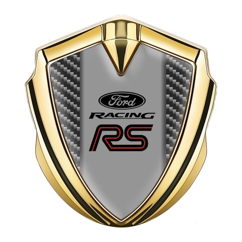 Ford RS Emblem Abzeichen selbstklebend Goldtonfarbe mit Dunkel Carbon und Racing Logo Design