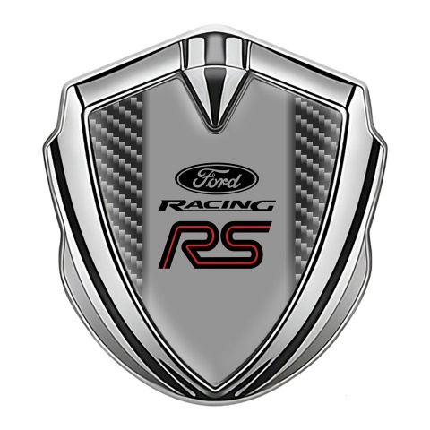 Ford RS Emblem Abzeichen selbstklebend Silbertonfarbe mit Dunkel Carbon und Racing Logo Design