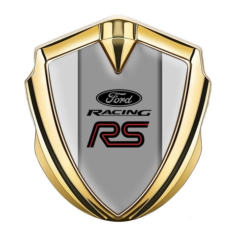 Ford RS Emblem Auto Zeichen Goldtonfarbe mit Grau Basis und Racing Logo Design