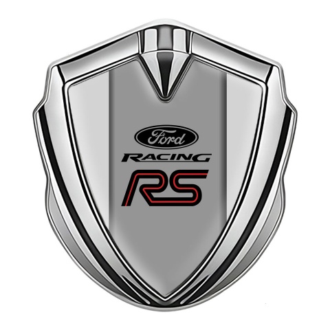 Ford RS Emblem Auto Zeichen Silbertonfarbe mit Grau Basis und Racing Logo Design
