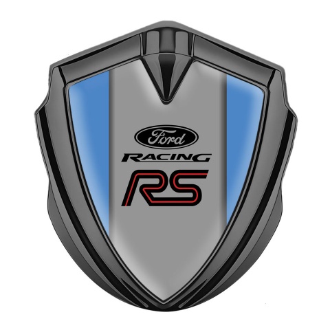 Ford RS Emblem Aufkleber Autozubehor Graphit Tonfarbe mit Blau Basis und Racing Logo Auflage