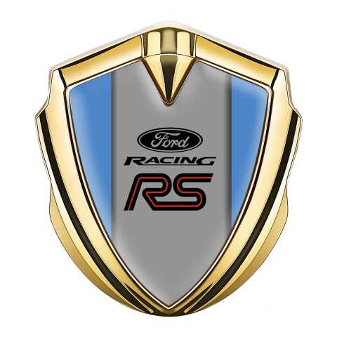 Ford RS Emblem Aufkleber Autozubehor Goldtonfarbe mit Blau Basis und Racing Logo Auflage
