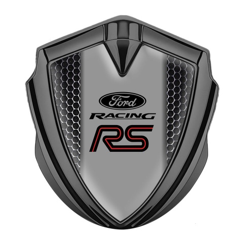 Ford RS Selbstklebendes Metallaufkleber Emblem Graphit Tonfarbe mit Perforierter Stahl Design