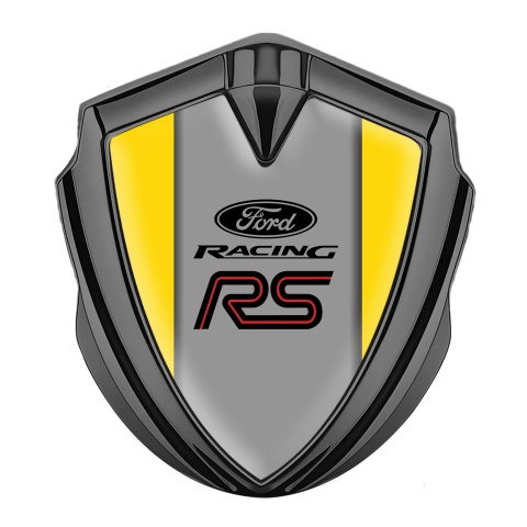 Ford RS Seitenflugel Emblem Aufkleber Graphit Tonfarbe mit Gelb Basis und Racing Logo Stil
