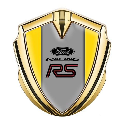 Ford RS Seitenflugel Emblem Aufkleber Goldtonfarbe mit Gelb Basis und Racing Logo Stil