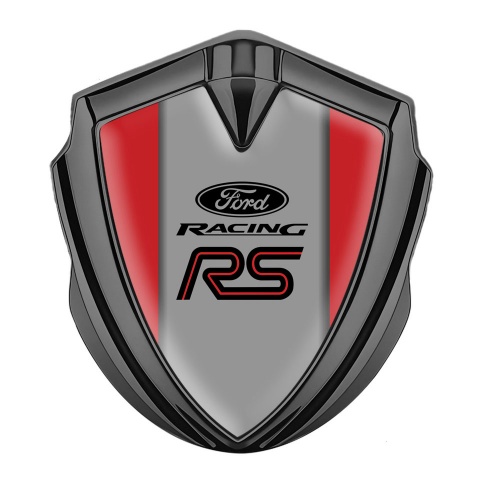 Ford RS Emblem Abzeichen  Graphit Tonfarbe mit Rote Hintergrund und Grau panel